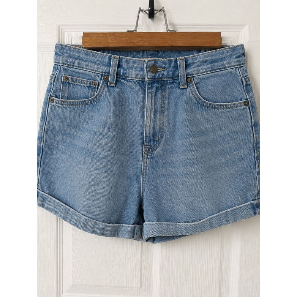 American Eagle High Rise Pleated Denim Mom Shorts Size 0